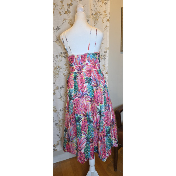 J.Crew Ratti Pineapple Dress 6 Cotton Lined Pockets Summer Vacation Resort Wear - Picture 2 of 9